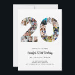 Invitation 20e anniversaire Numéro 20 Photo personnalisée Col<br><div class="desc">Marquez vingt ans de merveilleux souvenirs et des aventures avec ce captivant 20e anniversaire Numéro Photo Collage. Ce modèle personnalisable est le mélange parfait de créativité et de sentiment, vous permettant de créer un cadeau vraiment mémorable pour la journée spéciale de votre bien-aimé. Capturez l'essence d'années incroyables dans un seul...</div>