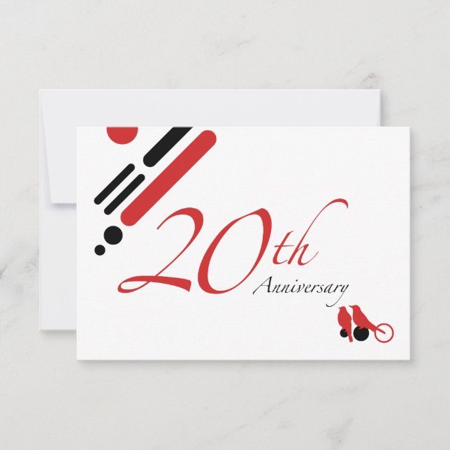 Invitation 20e anniversaire (oiseaux mod) (Devant)