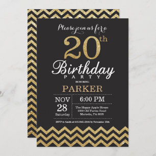 Invitation 20e anniversaire Parties scintillant no