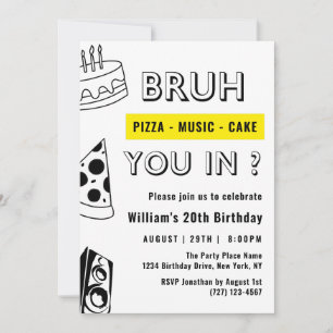 Invitation 20e Bruh, tu as un anniversaire adolescent garçon 