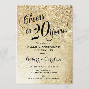 Invitation 20ème Or d'anniversaire de mariage