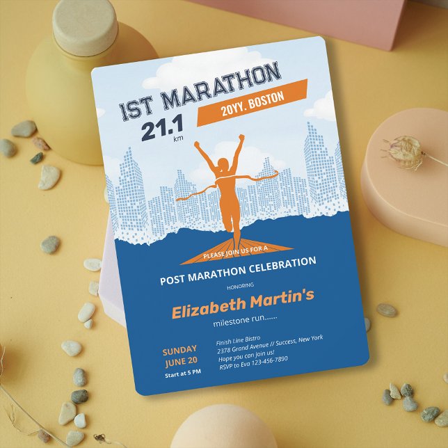 Invitation 21,1km 1E Marathon-Post Marathon (21.1km 1ST Marathon-Post Marathon Party Invitation)