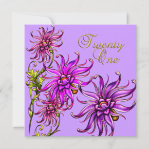 Invitation 21 Anniversaire 21 Ans Elégant Blanc Floral Rose V