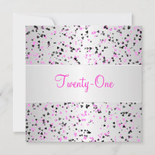 Invitation 21 ans Anniversaire Fushia Argent Blanc
