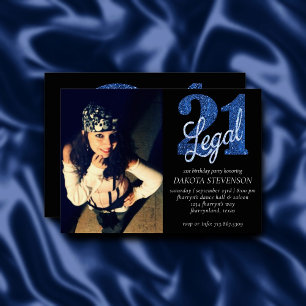 Invitation 21 et juridique   Blue Faux Parties scintillant Ph
