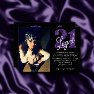 Invitation 21 et juridique   Faux Purple Parties scintillant 