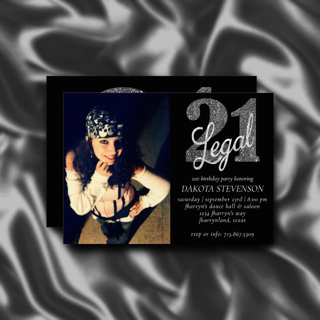 Invitation 21 et juridique | Silver Faux Parties scintillant  (Créateur téléchargé)