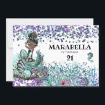 Invitation *~* 21 GLAM De Sirène En Mer Fête Anniversaire<br><div class="desc">*Énergétiquement Amélioré MODIFIER TOUT ÂGE Mignonne Whimsical Under the Sea African American, Dark Skin, Mermaid Girl Birthday Party Invitation pour 21st ou n'importe quel âge Fille Birthday. L'AGE peut être customisé ainsi que d'autres détails nécessaires. Les âges tels que 1, 2, 3, 4, 5, 7, 8, 9, 10, 11, 12,...</div>