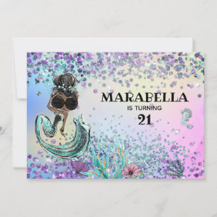 Invitation *~* 21 Glam Luxe Rainbow Mermaid Anniversaire