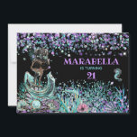 Invitation *~* 21 Sirène LUXE GLAM sous la mer Anniversaire<br><div class="desc">*Énergétiquement Amélioré MODIFIER N'IMPORTE QUEL ÂGE Whimsical Cute African American, Dark Skin, GLAM, LUXE LUXURY BLING GLAMOROUS star de cinéma avec LUNETTES SOLEILLÉS Sous la mer Fille Sirène Anniversaire Invitation pour 21ème ou tout âge Fille Chic Anniversaire. L'AGE peut être customisé ainsi que d'autres détails nécessaires. Les âges tels que...</div>