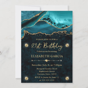 Invitation 21e anniversaire agate et paillettes do