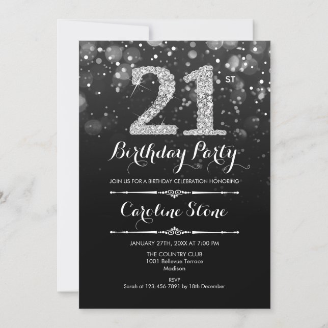 Invitation 21e anniversaire - Argent noir (Devant)