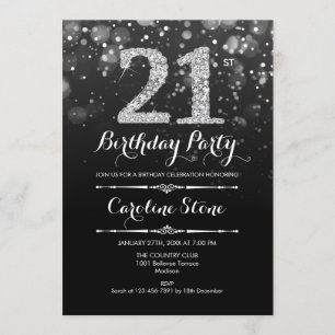 Invitation 21e anniversaire - Argent noir