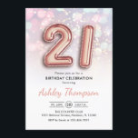 Invitation 21e anniversaire - Ballons d'or Rose Lumières rose<br><div class="desc">21e anniversaire invitation de fête. Design élégant en faux or rose parties scintillant avec lumières pastel rose et violet. La carte Invitation comporte le numéro or 21 des ballons et la police de script. Parfait pour une célébration anniversaire élégante. Message-moi si vous avez besoin d'âge personnalisé.</div>