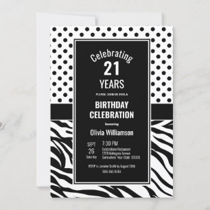Invitation 21e anniversaire Black and White Party
