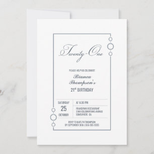 Invitation 21e anniversaire Blanc avec Gris Frame Party