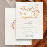 Invitation 21e Anniversaire Blanc Citrouille Automne Feuilles<br><div class="desc">D'élégants citrouilles blancs sont nichés dans des feuilles et fleur sauvage rouges,  oranges et verts sauge.</div>