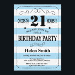 Invitation 21e anniversaire Bleu et blanc rayures<br><div class="desc">21e Anniversaire Invitation Typographie Bleu et Blancs. Salut à 21 ans. Anniversaire adulte. Hommes ou Femmes Anniversaire. Enfants Garçon ou fille Ado Anniversaire adolescent Invitation . 13ème 15ème 16ème 18ème 20ème 21ème 30ème 40ème 50ème 60ème 70ème 80ème 90ème 100ème. N'Importe Quel Âge. Pour plus de personnalisation, cliquez sur le bouton...</div>
