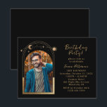 Invitation 21e Anniversaire Céleste Photo Black Gold<br><div class="desc">21e Anniversaire Fête Vingt et unième Photo Celestiale Black Gold Sun Moon Stars Invitations Invitations présente le soleil, la lune et les étoiles avec un cadre doré sur un arrière - plan noir. Personnalisez en modifiant le texte dans les zones de texte fournies et en ajoutant votre photo préférée. CONSEIL...</div>