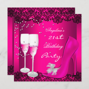 Invitation 21e Anniversaire Champagne Rose Chaussures haute t