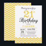 Invitation 21e anniversaire Chevron Jaune<br><div class="desc">Invitation du 21e anniversaire avec Chevron Jaune. Noir et blanc. Anniversaire adulte. Homme ou Femmes Anniversaire Invitation. Pour plus de personnalisation,  cliquez sur le bouton "Customiser" et utilisez notre outil de conception pour modifier ce modèle.</div>