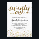 Invitation 21e Anniversaire Confetti d'or moderne Script<br><div class="desc">Dots Confetti d'or moderne Script 21st Birthday Invitation Le design comporte "vingt un" dans un élégant script moderne et l'accent des points de confetti d'or. Si vous souhaitez customiser le texte "vingt et un" à un autre âge,  n'hésitez pas à nous envoyer un courriel à panggadesigns@gmail.com .</div>