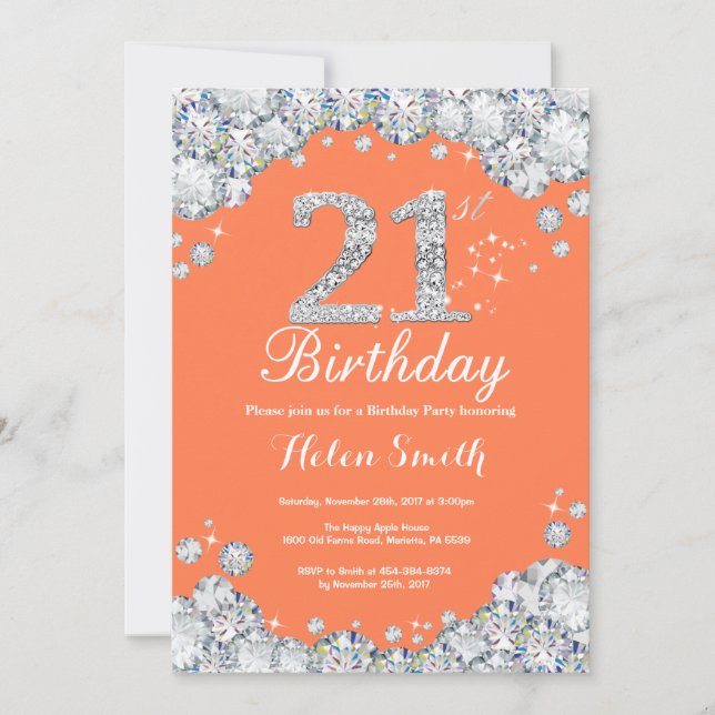 Invitation 21e anniversaire Coral et Diamant d'argent (Devant)