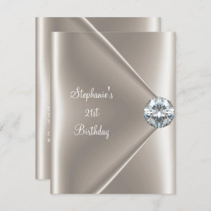 Invitation 21e anniversaire Crème beige Bijou diamant 2