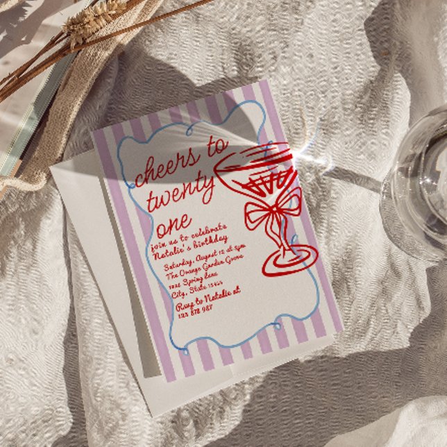 Invitation 21e Anniversaire de Champagne de Champagne Dessiné (Créateur téléchargé)