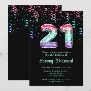 Invitation 21e anniversaire des ballons de sirène avec Confet