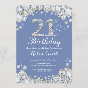 Invitation 21e anniversaire Diamant bleu et argent