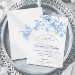 Invitation 21e anniversaire Dîner fête Dusty Blue Rose Floral<br><div class="desc">Elégant bleu rose floral 21e anniversaire dîner invitation.</div>