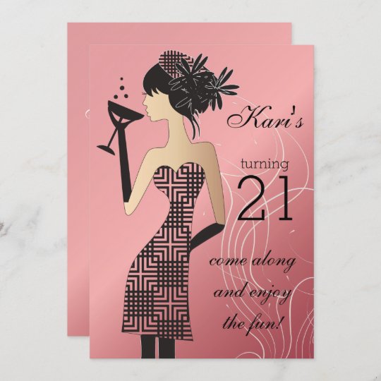 Invitation 21e Anniversaire Du Bash Rose Zazzle Fr