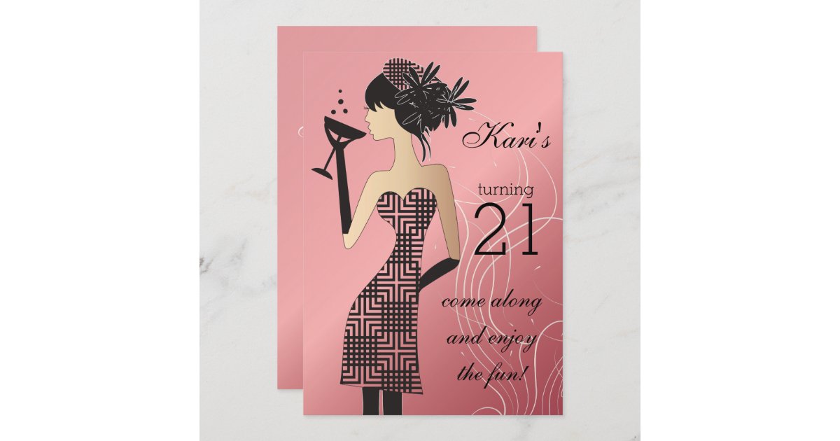 Invitation 21e Anniversaire Du Bash Rose Zazzle Fr