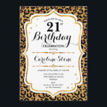 Invitation 21e anniversaire - Empreinte de léopard d'or<br><div class="desc">Invitation du 21e anniversaire. Design élégant en or blanc et faux parties scintillant. Comprend un poster de animal de guépard léopard,  des caractères de script et des roses. Parfait pour une soirée d'anniversaire élégante. Peut être personnalisé dans n'importe quelle année! Message-moi si vous avez besoin d'une personnalisation plus poussée.</div>