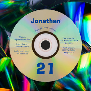 Invitation 21e Anniversaire Faux CD Retro 90s musique