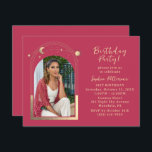 Invitation 21e Anniversaire Fête Céleste Photo Magenta Gold<br><div class="desc">21e Anniversaire Fête Vingt et unième photo céleste Magenta Gold Sun Moon Stars Invitations Invitations présente le soleil, la lune et les étoiles avec un cadre doré sur un arrière - plan magenta. Personnalisez en modifiant le texte dans les zones de texte fournies et en ajoutant votre photo préférée. CONSEIL...</div>