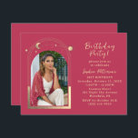 Invitation 21e Anniversaire Fête Céleste Photo Magenta Gold<br><div class="desc">21e Anniversaire Fête Vingt et unième photo céleste Magenta Gold Sun Moon Stars Invitations Invitations présente le soleil, la lune et les étoiles avec un cadre doré sur un arrière - plan magenta. Personnalisez en modifiant le texte dans les zones de texte fournies et en ajoutant votre photo préférée. CONSEIL...</div>