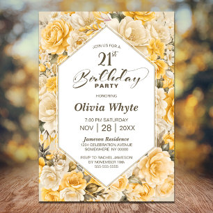 Invitation 21e anniversaire Fête Florale Jaune