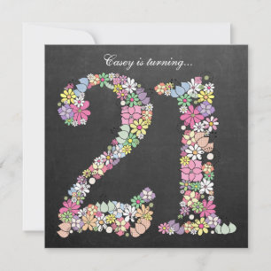 Invitation 21e Anniversaire Fête Spring Chalkboard Custom