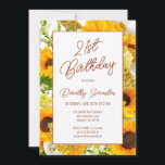 Invitation 21e anniversaire Fleuron moderne de tournesol<br><div class="desc">Des tournesols clairs et ensoleillés sont la fleur parfaite pour fêter un anniversaire spécial. Ce cadre floral moderne et sa typographie minimaliste sont une bouffée d'air frais pour votre planification de fête. Cet article fait partie de la collection Sunflower et Fleur sauvage. Il contient do-it-yourself modèles que vous pouvez utiliser...</div>