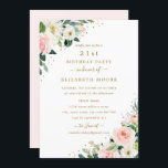 Invitation 21e anniversaire Floral Blush Gold<br><div class="desc">Invitations d'anniversaire florales plus modernes au Little Bayleigh Store!</div>