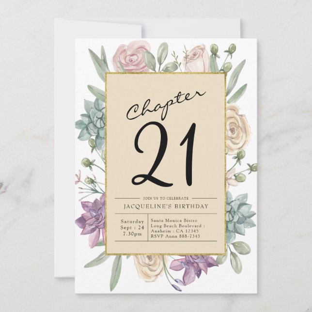 Invitation 21e anniversaire Floral Surprise Party (Devant)