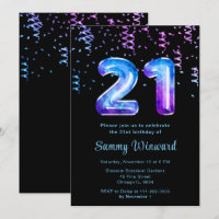 21e Anniversaire Galaxy Ballons avec Confetti