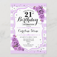 21e anniversaire - Lavande Blanc Fleurs pourpres