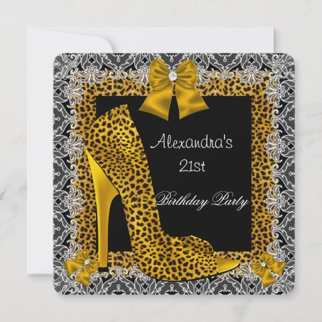 Invitation 21e Anniversaire Leopard Gold High Heel Chaussure  (Devant)