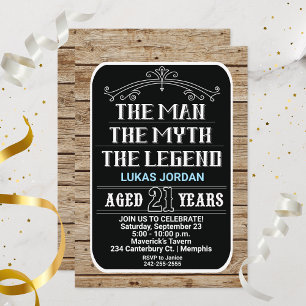 Invitation 21e anniversaire L'homme Le mythe La légende 21 an
