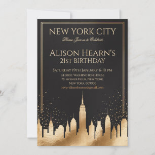 Invitation 21e anniversaire New York City Anniversaire noir