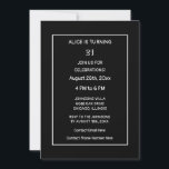 Invitation 21e anniversaire noir blanc moderne minimaliste pe<br><div class="desc">Imprimé avec un arrière - plan noir blanc élégant et élégant et des modèles de texte personnalisés que vous pouvez modifier et customiser! Vous pouvez également changer de couleur et d'âge si vous le souhaitez !</div>
