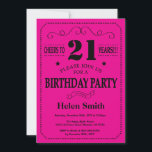 Invitation 21e anniversaire Noir et rose chaud<br><div class="desc">21e Invitation Anniversaire Typographie noir et rose chaud. Arrière - plan noir et rose chaud. Anniversaire adulte. Hommes ou Femmes Anniversaire. Enfants Garçon ou fille Ado Anniversaire adolescent Invitation . 13ème 15ème 16ème 18ème 20ème 21ème 30ème 40ème 50ème 60ème 70ème 80ème 90ème 100ème. N'Importe Quel Âge. Pour plus de personnalisation,...</div>